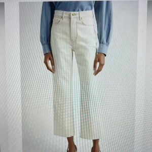 Veronica Beard Ecru Dylan Jeans, 29. High Rise, Straight Leg